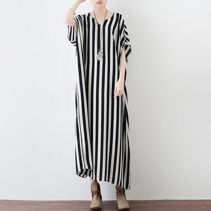 Black White Striped Summer Dresses Oversized Chiffon Caftans Maxi Dress Beach Dresses Sundress