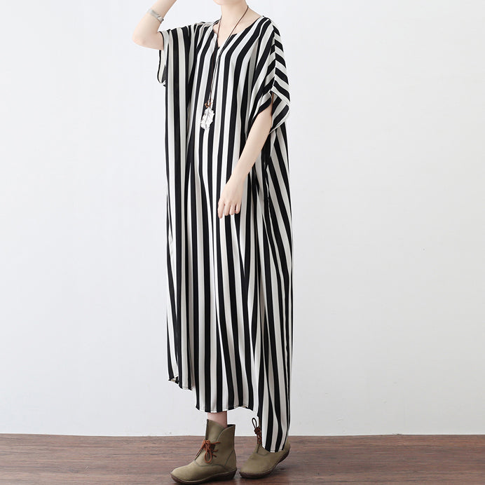 Black White Striped Summer Dresses Oversized Chiffon Caftans Maxi Dress Beach Dresses Sundress