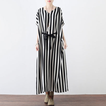 Black White Striped Summer Dresses Oversized Chiffon Caftans Maxi Dress Beach Dresses Sundress