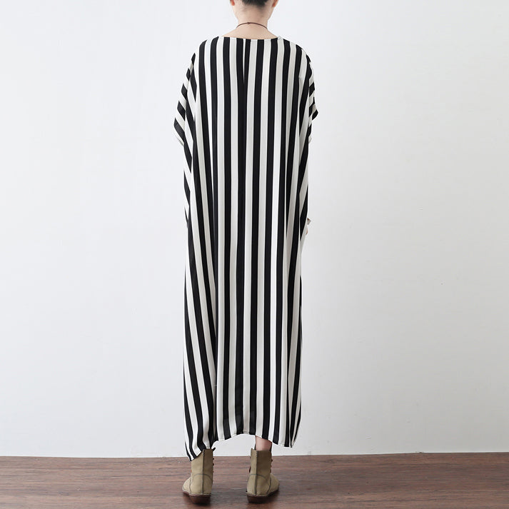 Black White Striped Summer Dresses Oversized Chiffon Caftans Maxi Dress Beach Dresses Sundress