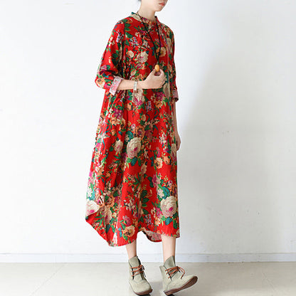 Blossom Red Baggy Chiffon Dresses Loose Chiffon Dress Spring Dresses