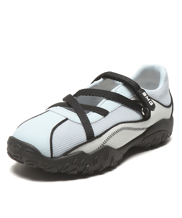 Blue Breathable Mesh Flat Shoes for Splicing Cross Strap