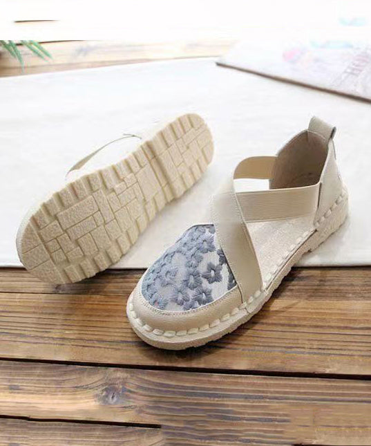 Blue Breathable Mesh Embroideried Splicing Flat Feet Shoes