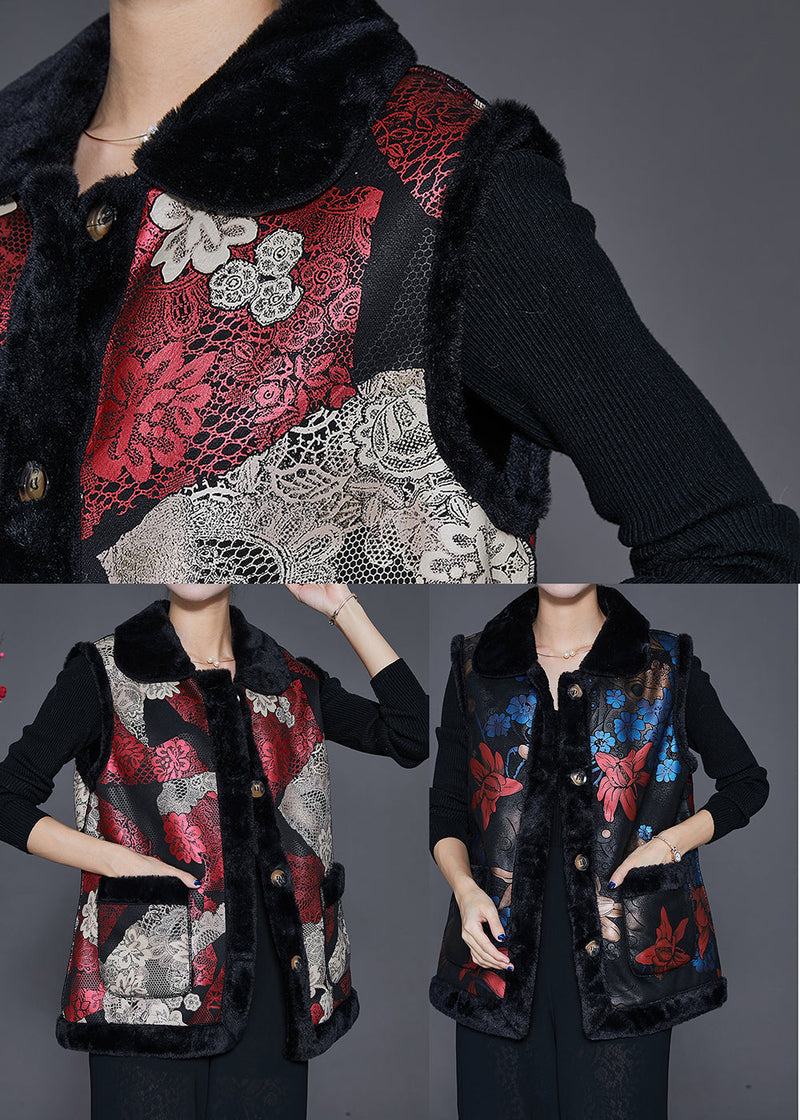 Blue Print Fine Cotton Filled Vests Peter Pan Collar Winter