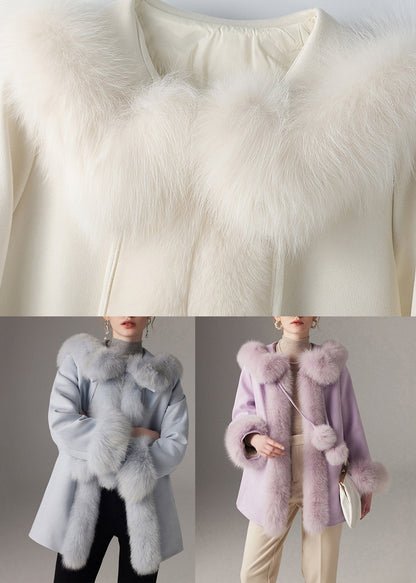 Blue Fox Collar Fine Patchwork Cotton Filled Coat Batwing Sleeve