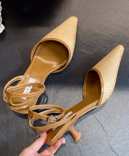 Blue High Heel Faux Leather Splicing Sandals