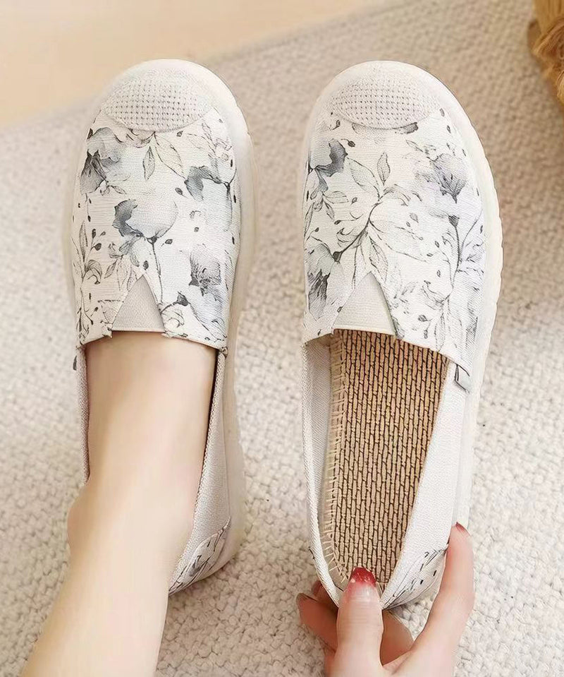Blue Print Flat Feet Shoes Cotton Fabric Stylish Flat Feet Shoes