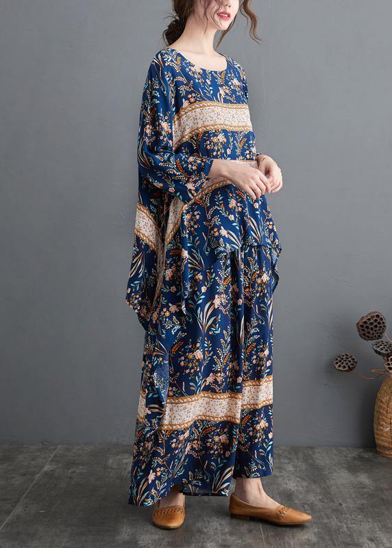 Blue Print Spring Suit Large Top Wide Legged Pants