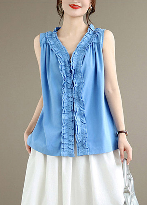 Blue Tops V Neck Summer