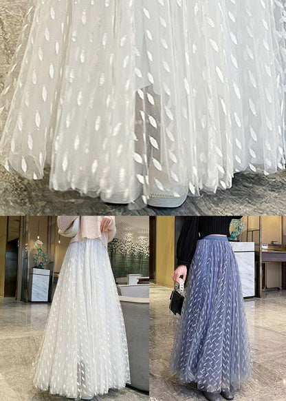 Blue Tulle a Line Skirts High Waist
