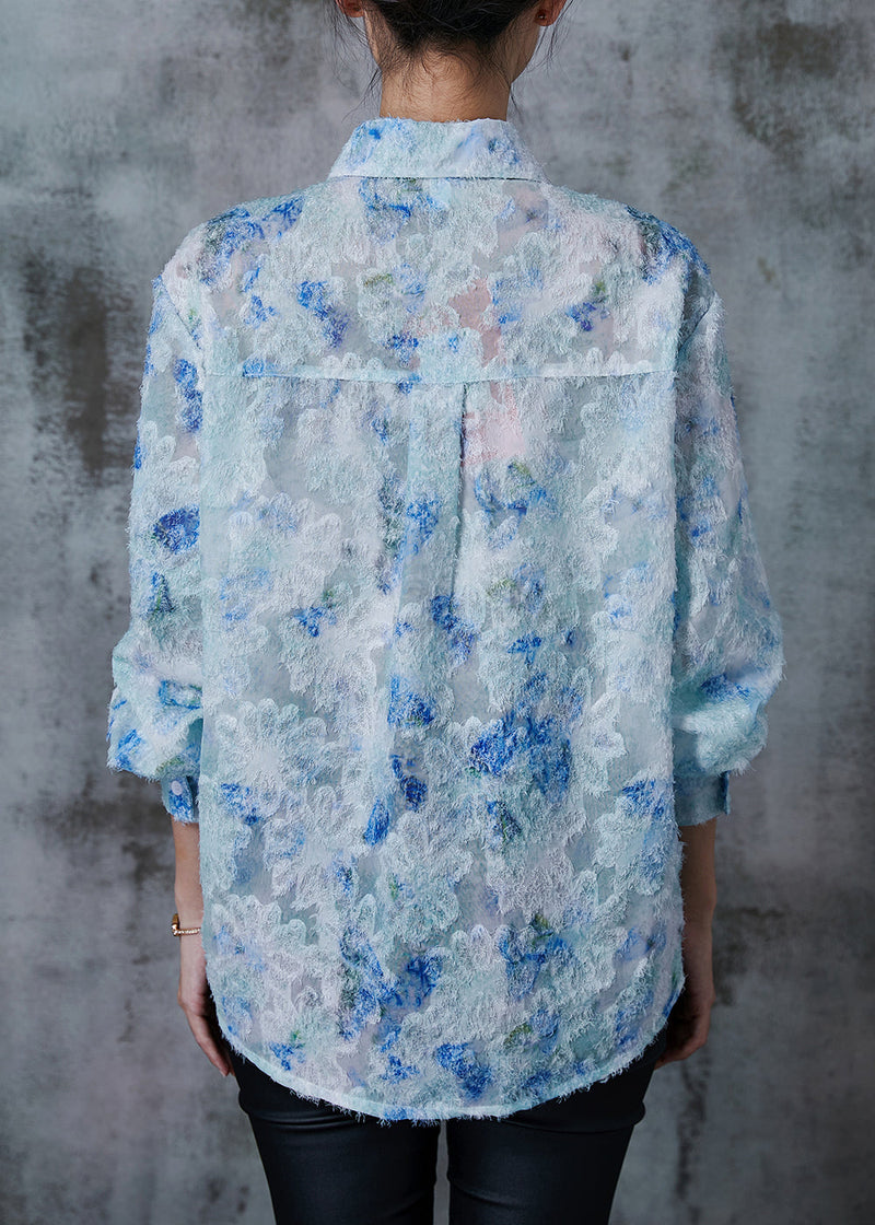 Blue Tie Dye Upf 50+ Shirt Tops Tasseled Summer