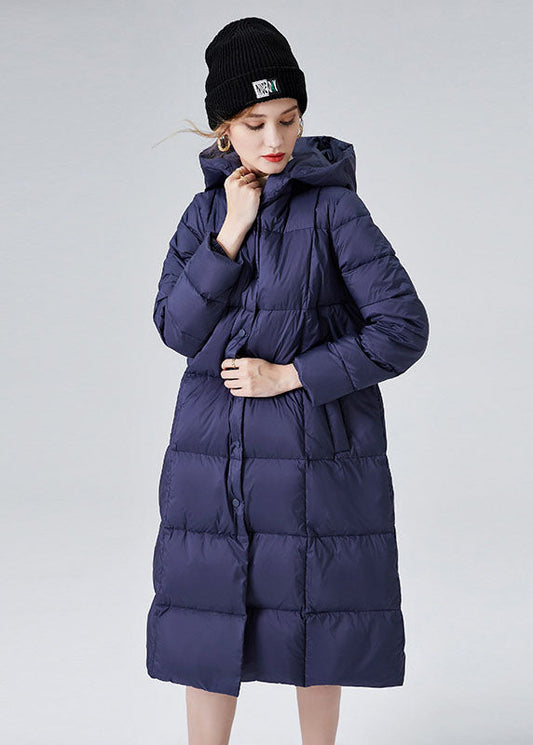 Blue Warm Duck Down Puffers Jackets Hooded Winter