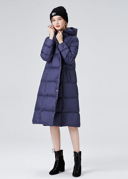 Blue Warm Duck Down Puffers Jackets Hooded Winter