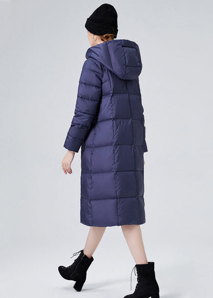 Blue Warm Duck Down Puffers Jackets Hooded Winter