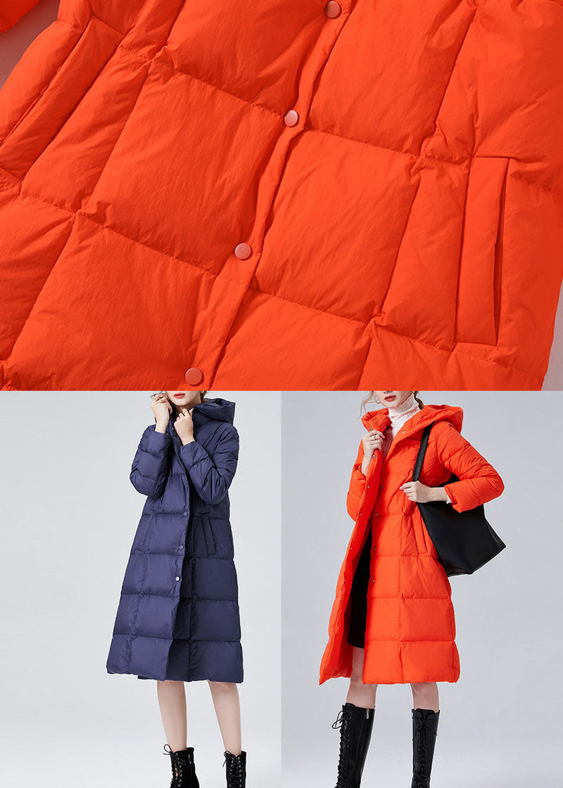 Blue Warm Duck Down Puffers Jackets Hooded Winter