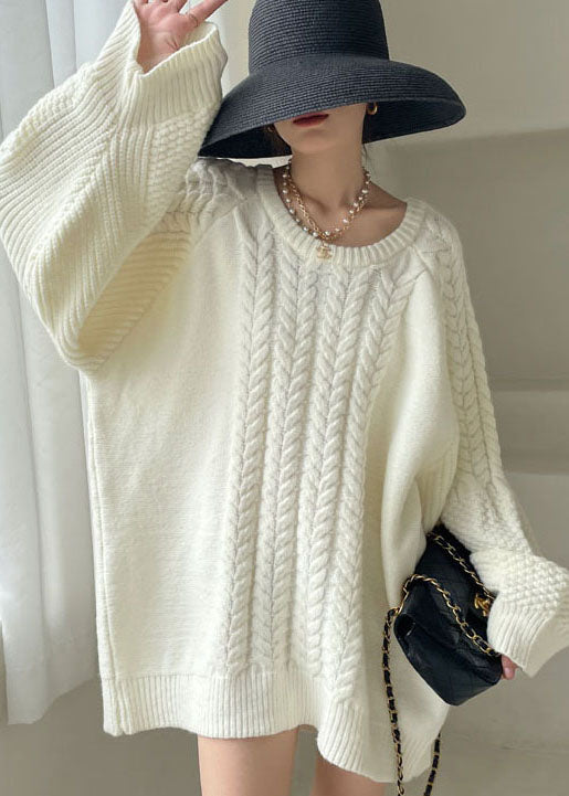 Blue Chunky Oversized Knit Sweater Dress Winter