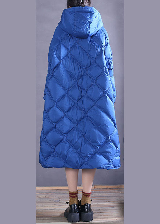 Blue Warm Duck Down Down Coat Zip Up Winter