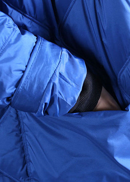 Blue Warm Duck Down Down Coat Zip Up Winter