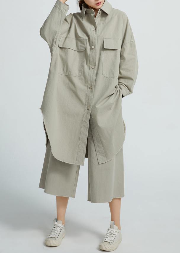 Cotton Long Shirt Tunics for Wardrobes Gray Dresses