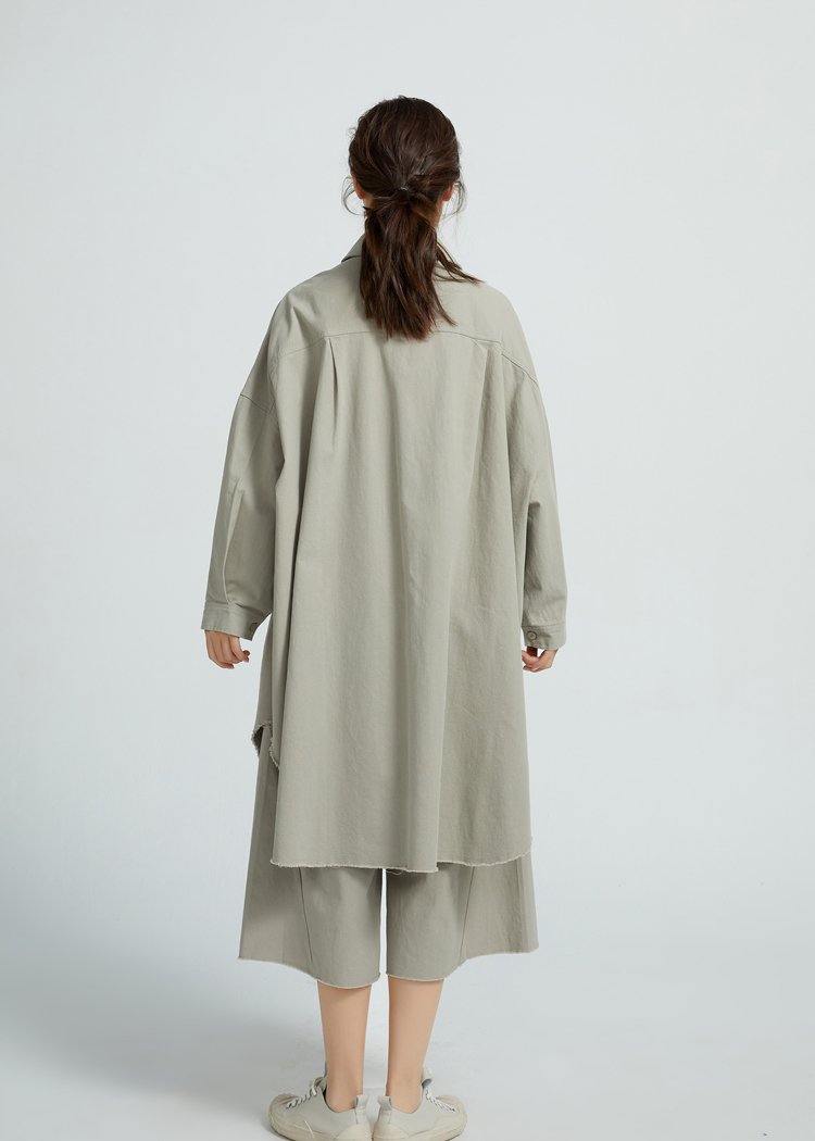 Bohemian  Cotton Long Shirt Tunics For Women Wardrobes Gray  Dresses