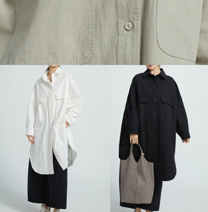Bohemian  Cotton Long Shirt Tunics For Women Wardrobes Gray  Dresses