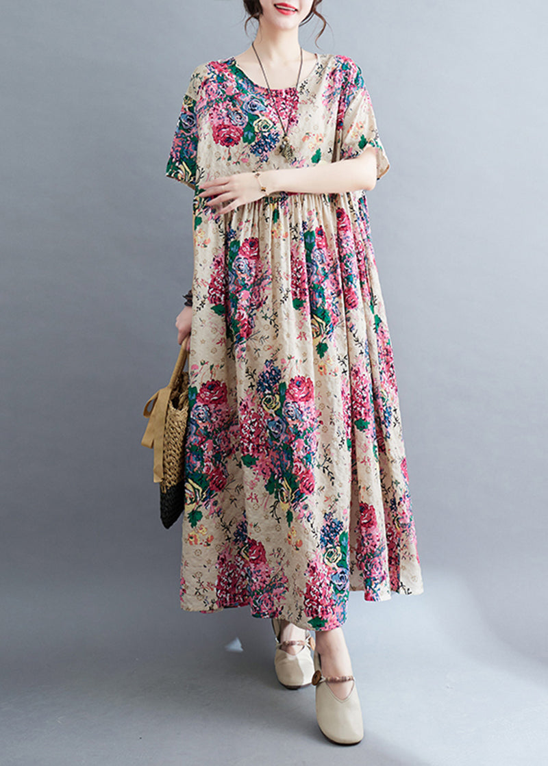 Apricot Oversized Exra Large Hem Cotton Holiday Dress Summer