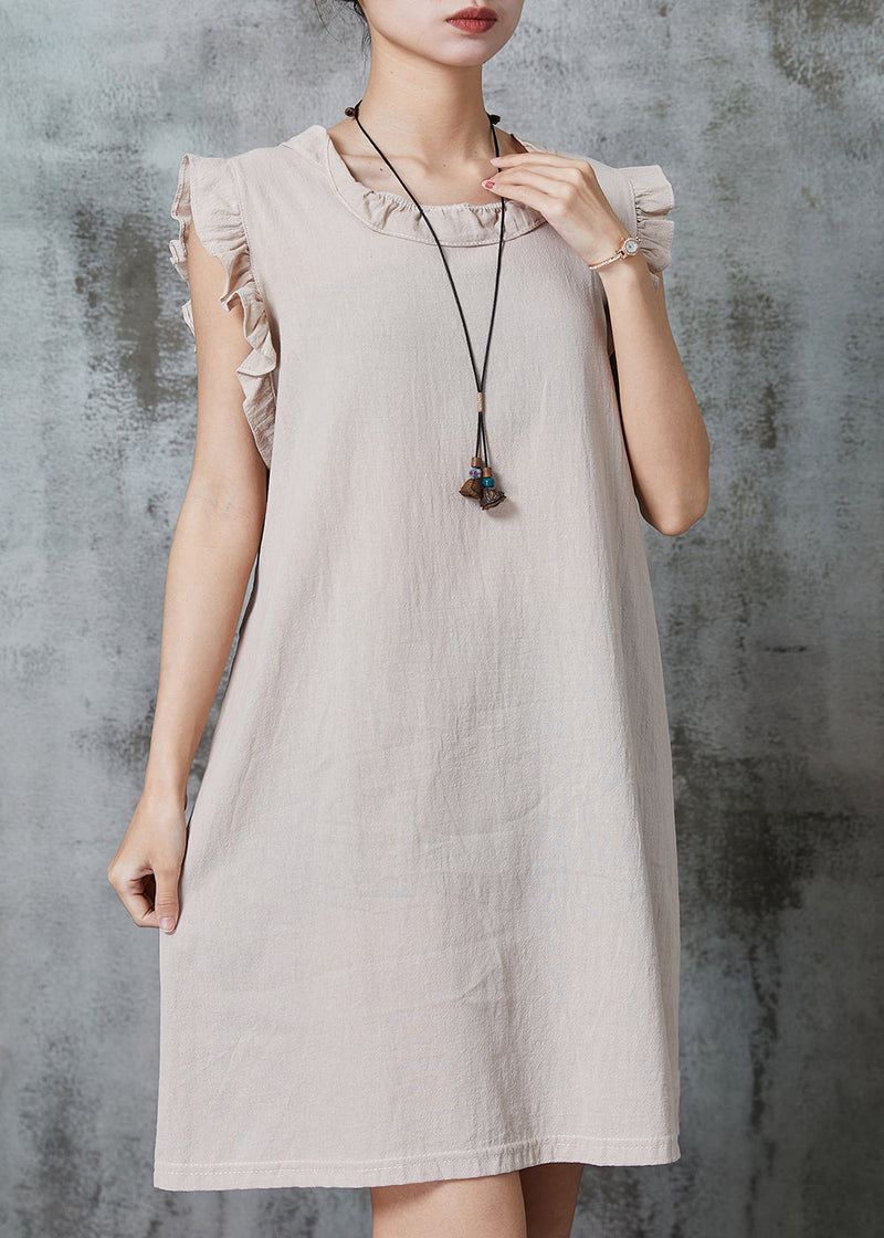 Apricot Tie Waist Cotton Mini Dress Summer