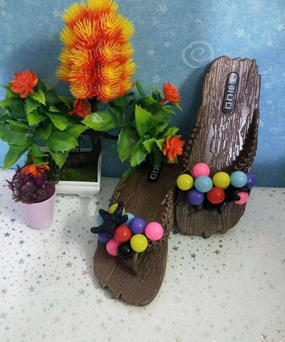 Beach Flip Flops Splicing Ball Decorated
