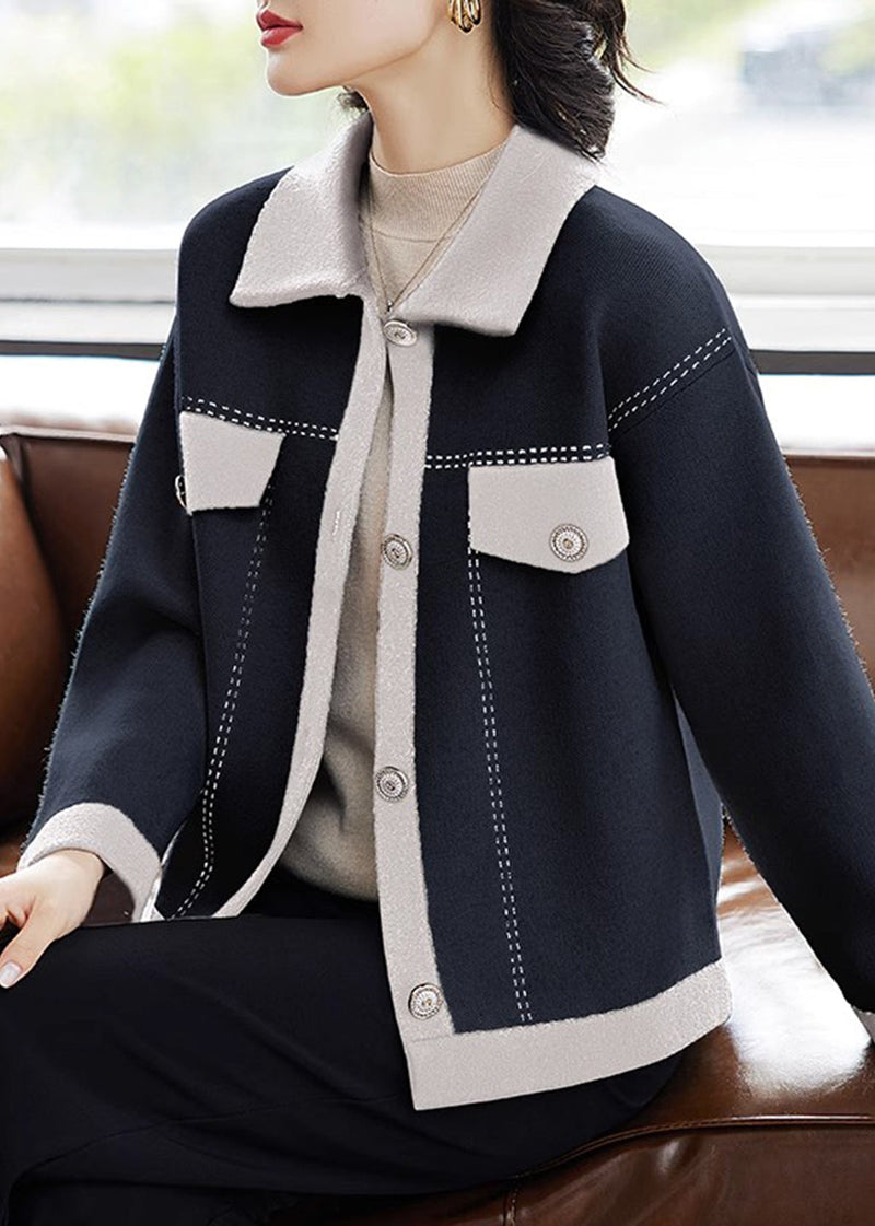 Beige Peter Pan Collar Button Knit Cardigans Fall