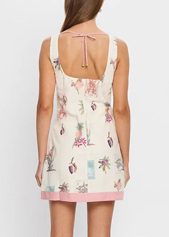 Beige Slash Neck Patchwork Mid Dresses Summer