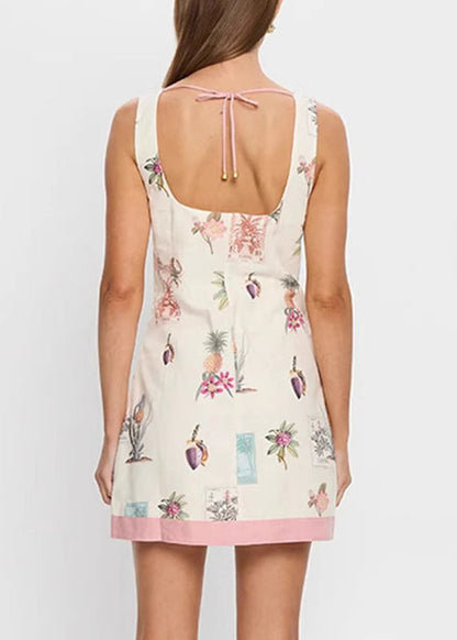 Beige Slash Neck Patchwork Mid Dresses Summer