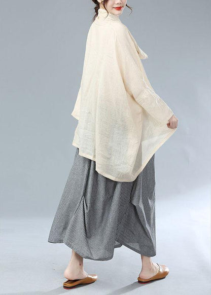 Bohemian Beige Turtle Neck Batwing Sleeve Fall Blouses