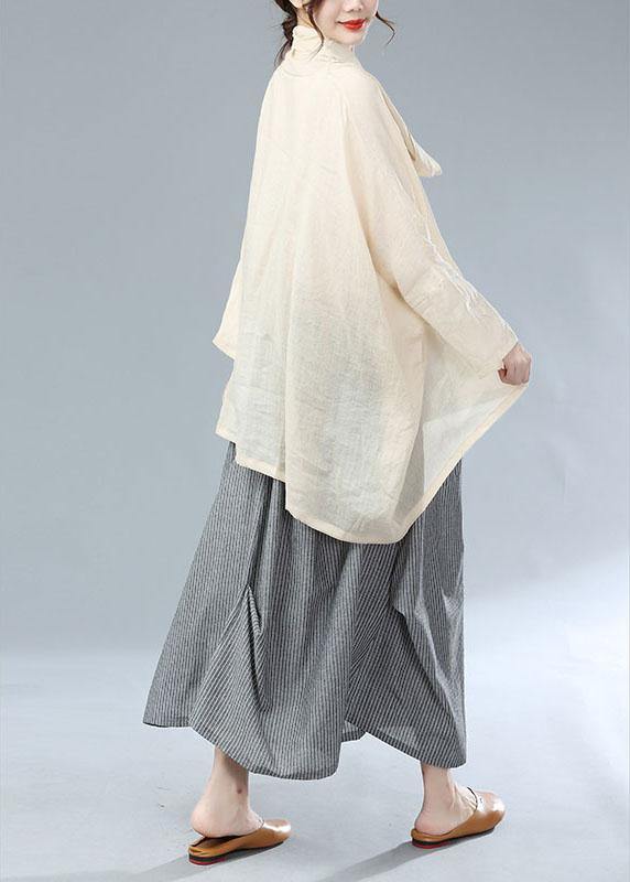Beige Turtle Neck Batwing Sleeve Fall Blouses
