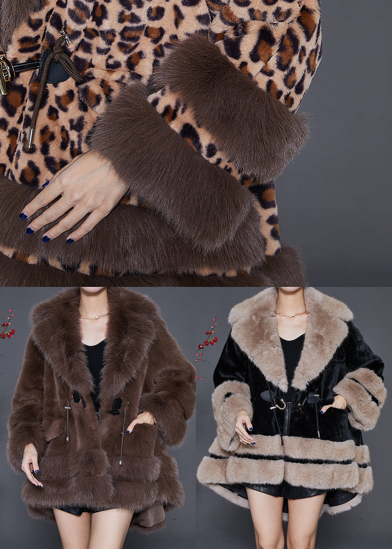 Black Fur Collar Oversized Fuzzy Fur Fluffy Coat Winter