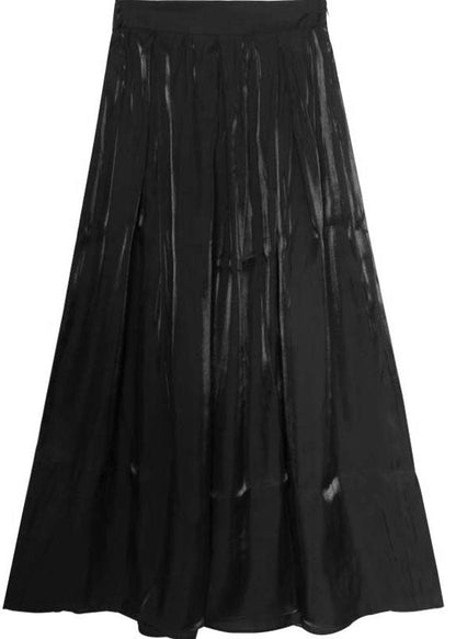 Black High Waist Draping Silk Wide Leg Pants Fall