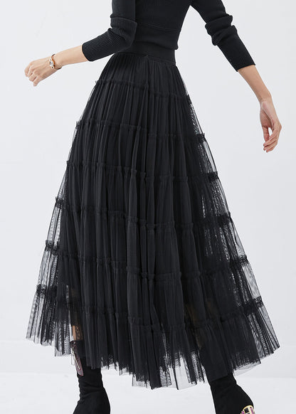 Black High Waist Tulle Holiday Skirt Spring