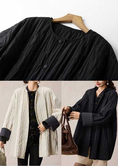 Black Oversized Wrinkled Cotton Coat Spring