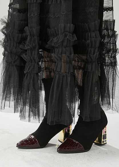Black Ruffled Tulle Vacation Skirts Fall