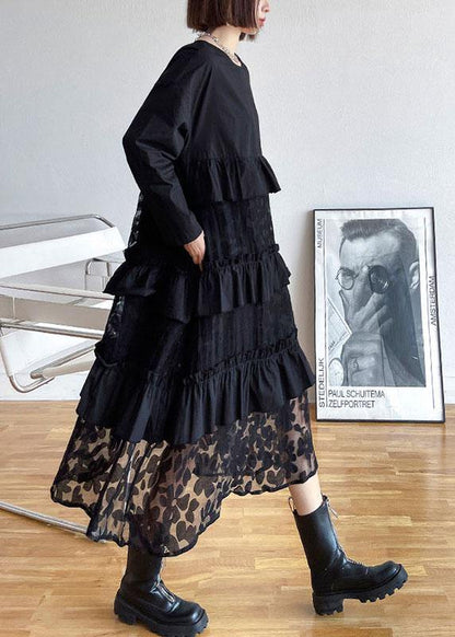Cashew Pattern Ruffles Fall Lace Dresses
