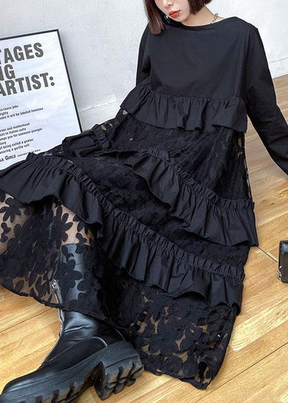 Cashew Pattern Ruffles Fall Lace Dresses