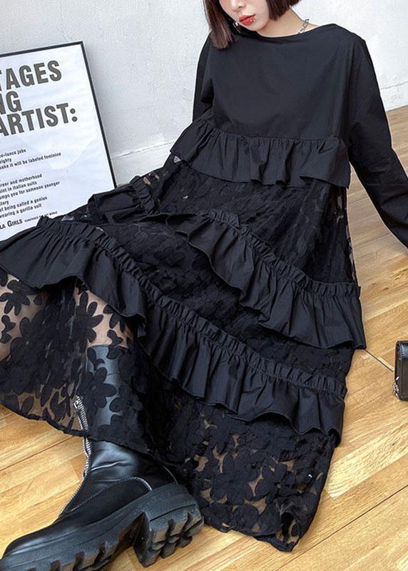 Sunflower Pattern Ruffles Fall Lace Dresses