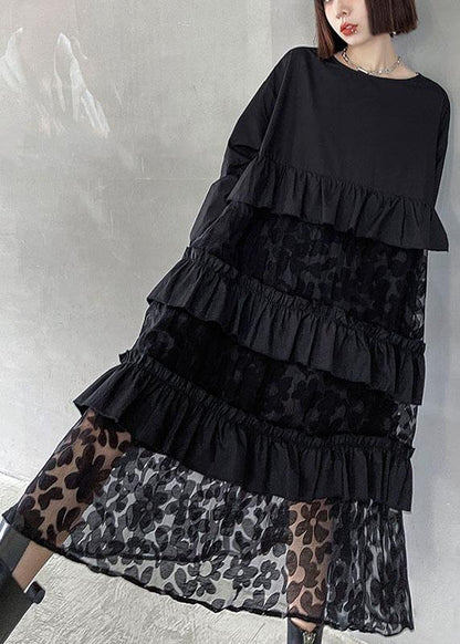 Cashew Pattern Ruffles Fall Lace Dresses