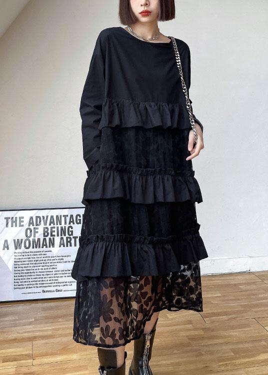 Sunflower Pattern Ruffles Fall Lace Dresses