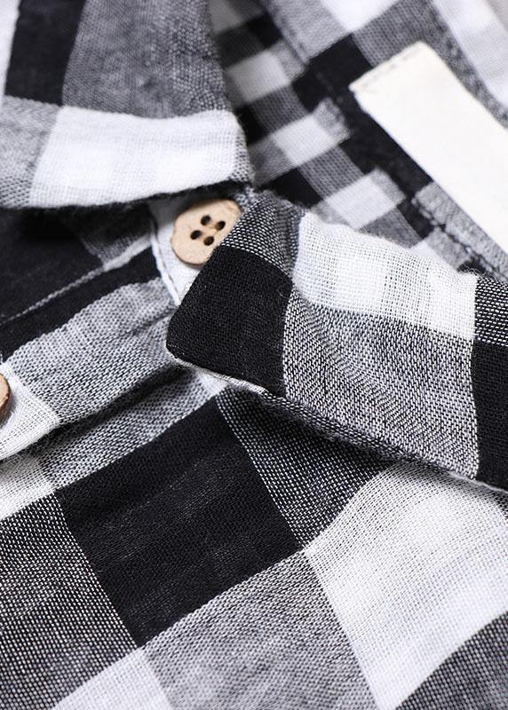 Yellow White Plaid Peterpan Collar Pockets Button Fall Patchwork Dresses