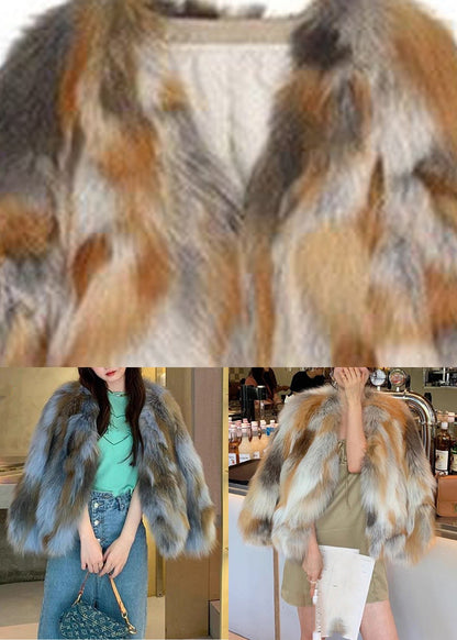 Blue Fox Collar Leather and Fur Coats Winter