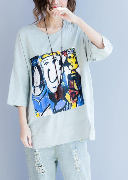 Blue Green Side Open Cotton Summer Tops