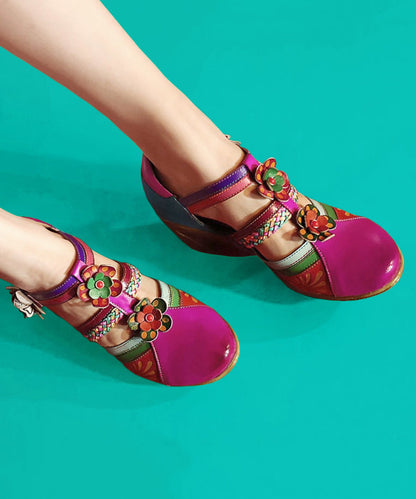 Blue Hollow Out Splicing Chunky Sandals