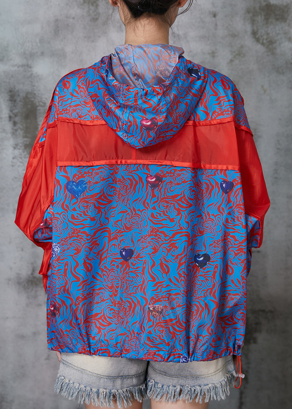 Blue Oversized Patchwork Spandex Coat Spring