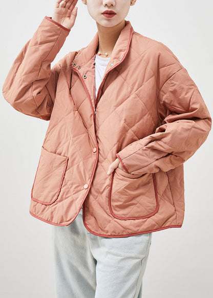 Brick Red Oversized Pockets Fine Cotton Filled Puffer Jacket Winter