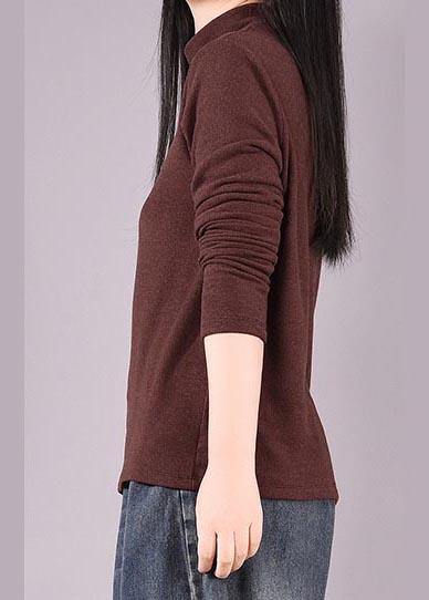 Bohemian Burgundy tunic top High Neck Art Spring shirts